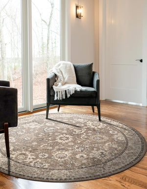 Beige Brown 6' 1 x 6' 1 Penrose Round Area Rug