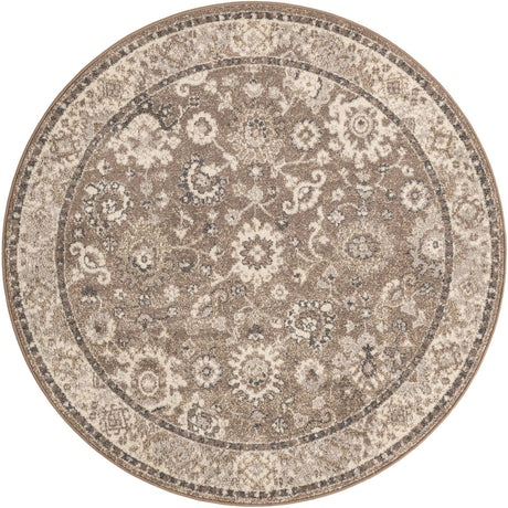 Beige Brown 6' 1 x 6' 1 Penrose Round Area Rug