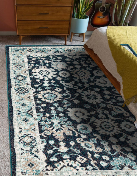 Navy Blue 7' 10 x 10' Penrose Rectangle Area Rug Classic Durable Stain Resistant Easy Clean Carpet for Traditional Indoor Home Decor for Sale at Rug Engine
