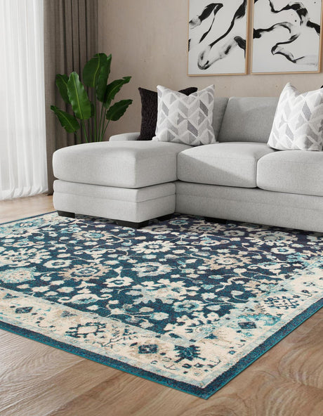 Navy Blue 7' 10 x 7' 10 Penrose Square Area Rug