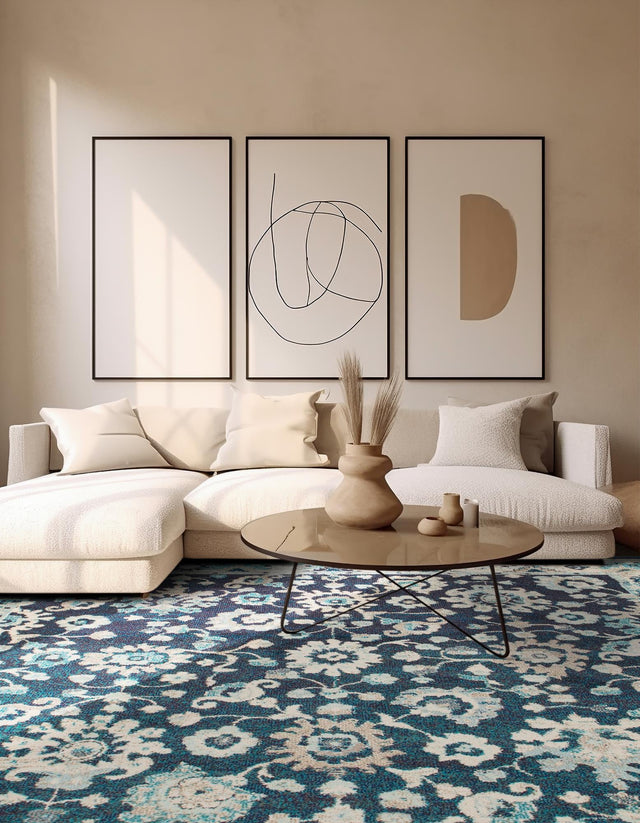 Navy Blue 7' 10 x 7' 10 Penrose Square Area Rug