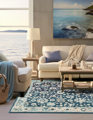 Navy Blue 7' 10 x 7' 10 Penrose Square Area Rug