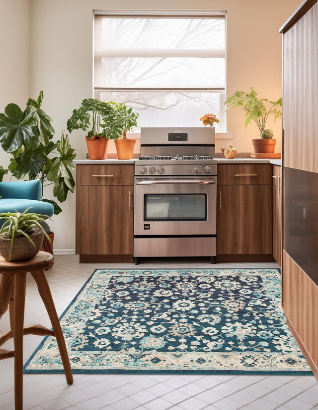 Navy Blue 7' 10 x 7' 10 Penrose Square Area Rug