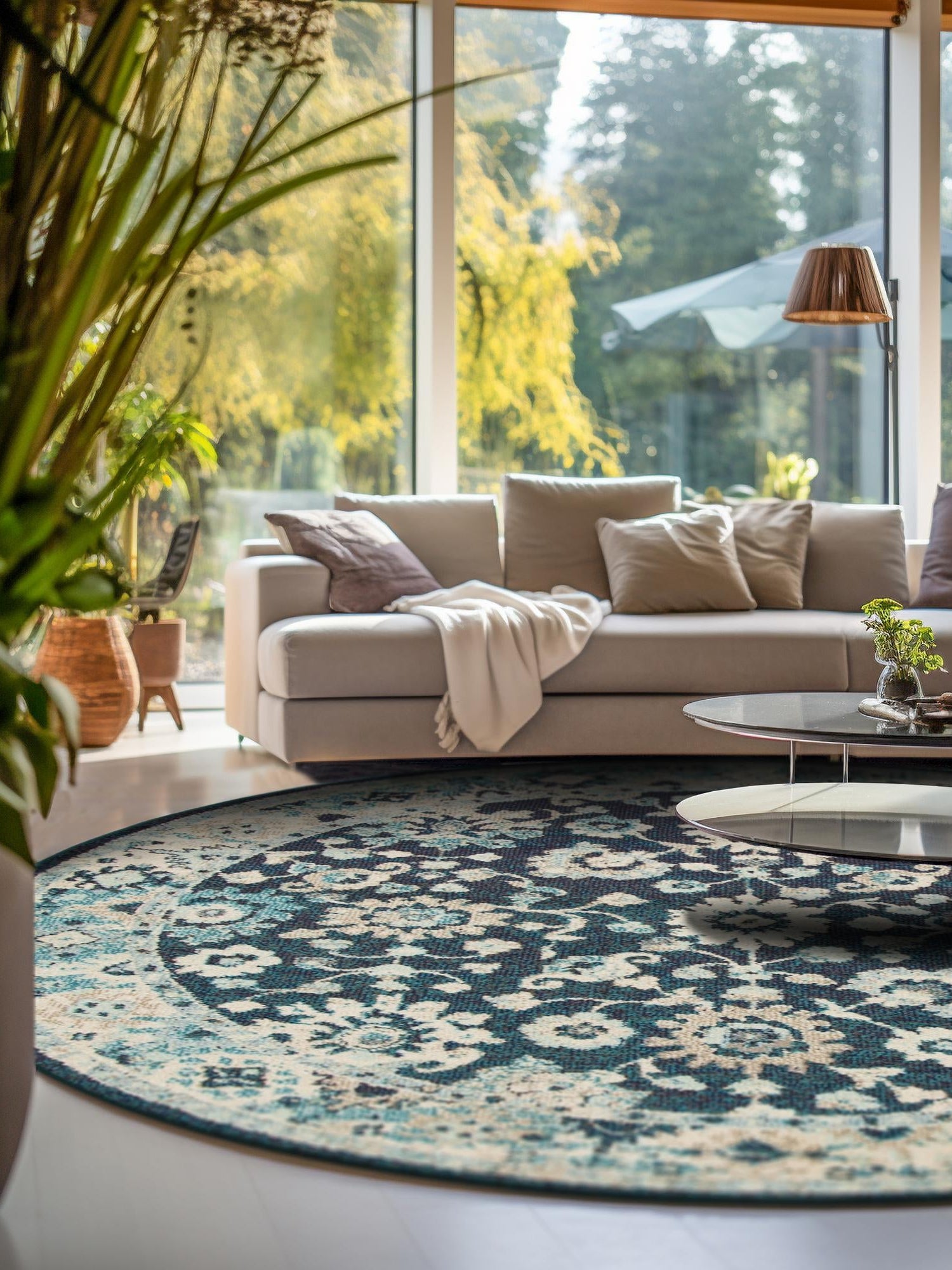 Navy Blue 3' 1 x 3' 1 Penrose Round Area Rug