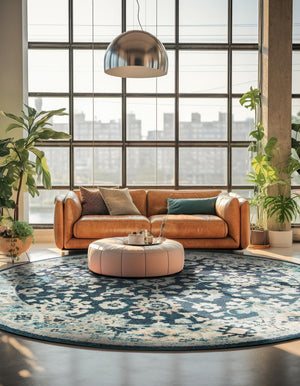 Navy Blue 6' 1 x 6' 1 Penrose Round Area Rug