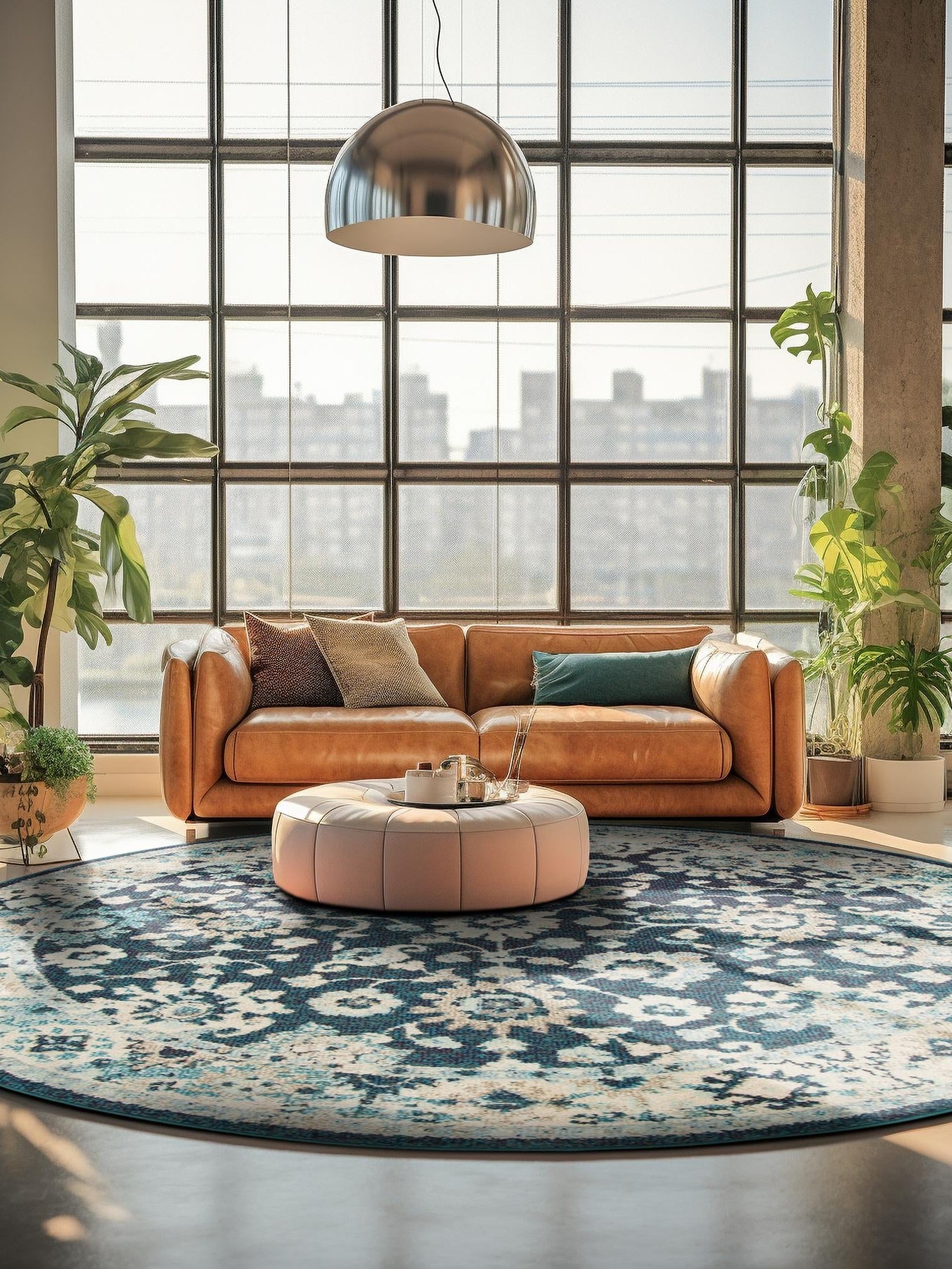 Navy Blue 3' 1 x 3' 1 Penrose Round Area Rug