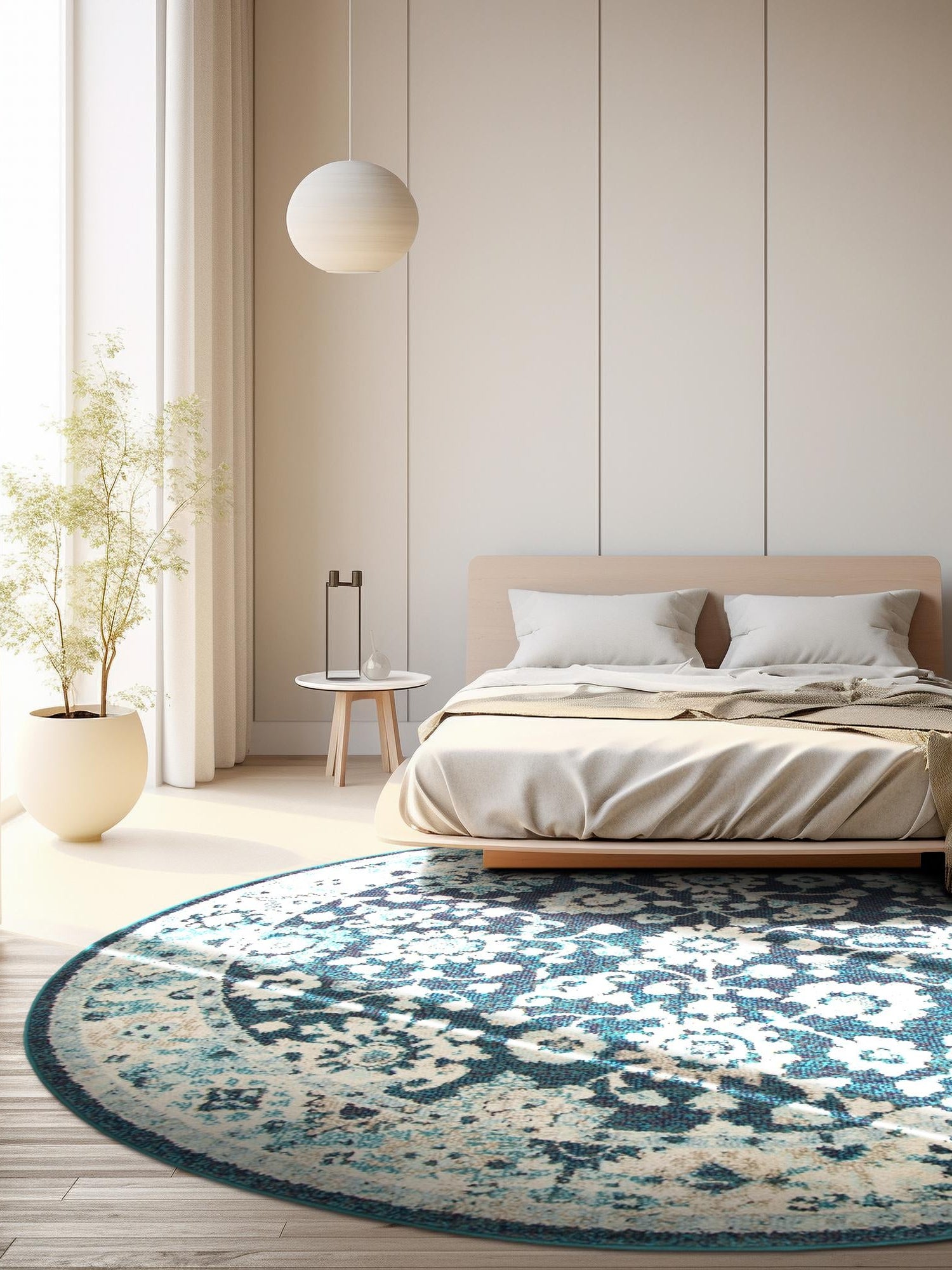 Navy Blue 3' 1 x 3' 1 Penrose Round Area Rug