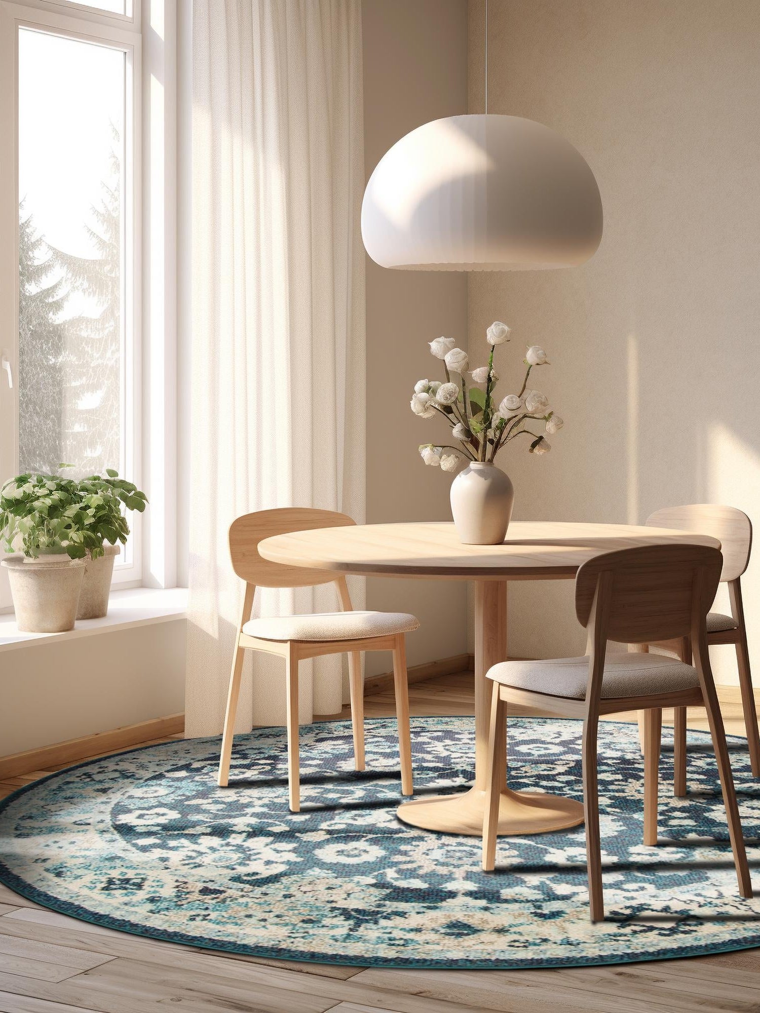 Navy Blue 3' 1 x 3' 1 Penrose Round Area Rug