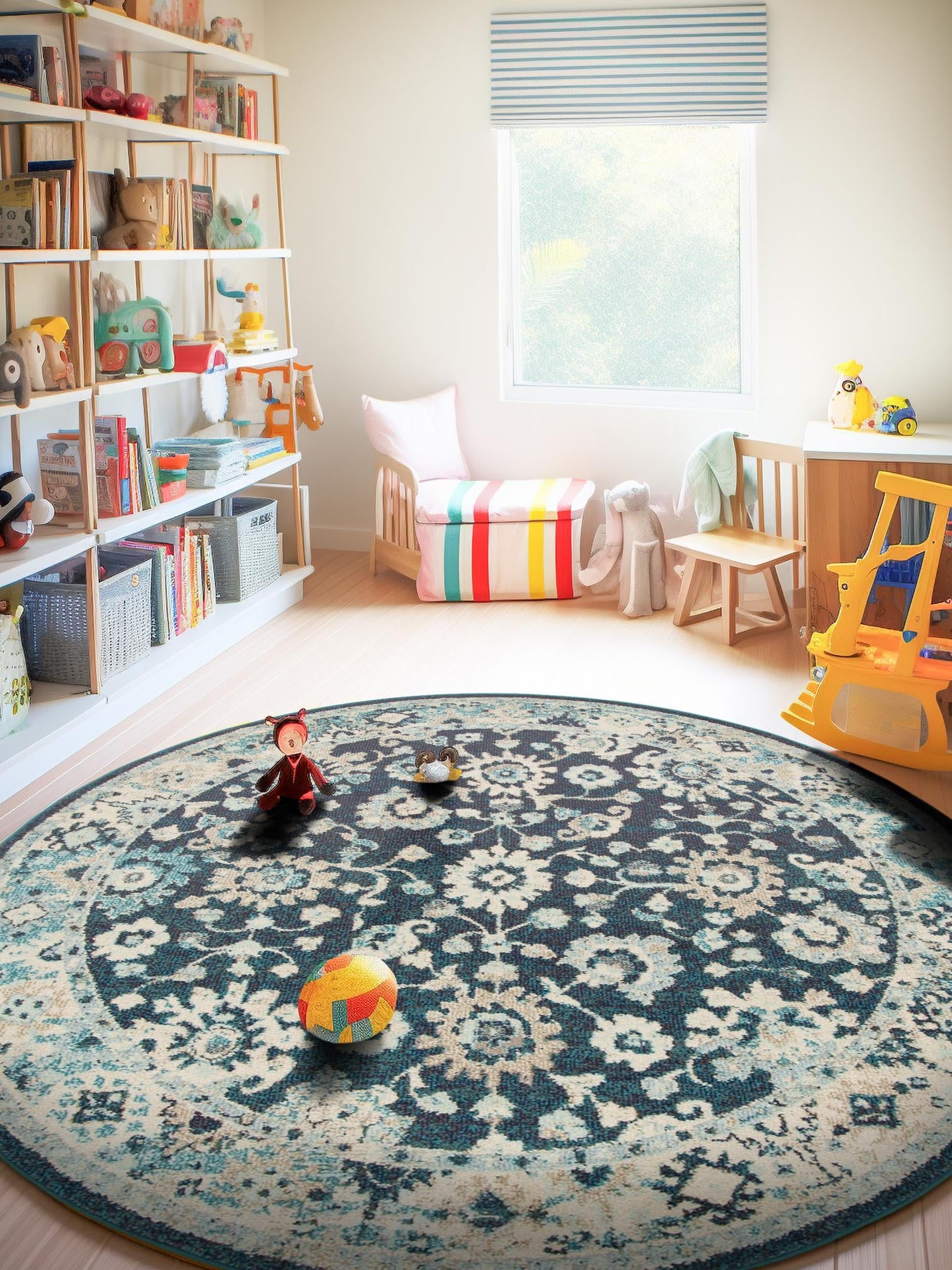 Navy Blue 3' 1 x 3' 1 Penrose Round Area Rug