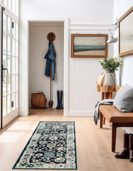 Navy Blue 2' x 6' 1 Penrose Runner Area Rug Classic Durable Stain Resistant Easy Clean Carpet for Traditional Indoor Home Decor for Sale at Rug Engine