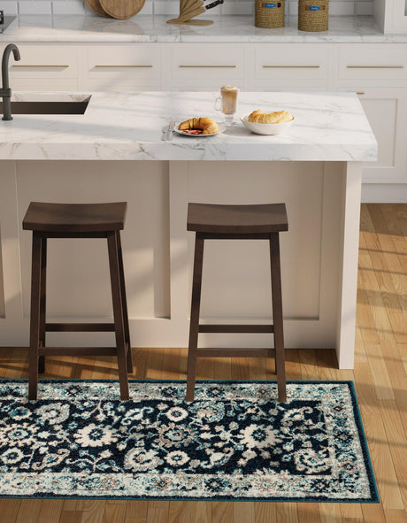 Navy Blue 2' x 6' 1 Penrose Runner Area Rug Classic Durable Stain Resistant Easy Clean Carpet for Traditional Indoor Home Decor for Sale at Rug Engine