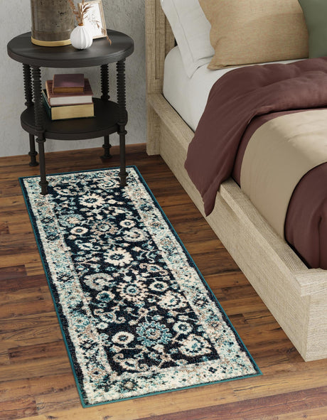 Navy Blue 2' x 6' 1 Penrose Runner Area Rug Classic Durable Stain Resistant Easy Clean Carpet for Traditional Indoor Home Decor for Sale at Rug Engine