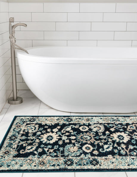Navy Blue 2' x 6' 1 Penrose Runner Area Rug Classic Durable Stain Resistant Easy Clean Carpet for Traditional Indoor Home Decor for Sale at Rug Engine