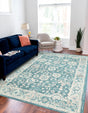 Turquoise 9' x 12' Penrose Rectangle Area Rug Classic Durable Stain Resistant Easy Clean Carpet for Traditional Indoor Home Decor for Sale at Rug Engine