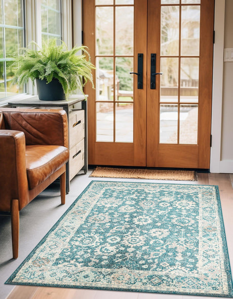 Turquoise 10' x 14' 1 Penrose Rectangle Area Rug Classic Durable Stain Resistant Easy Clean Carpet for Traditional Indoor Home Decor for Sale at Rug Engine
