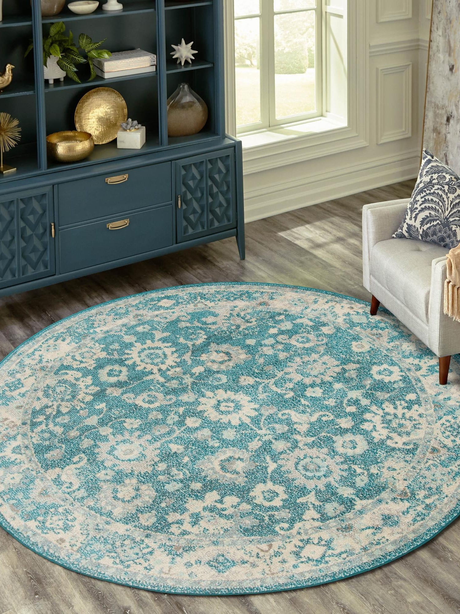 Turquoise 3' 1 x 3' 1 Penrose Round Area Rug
