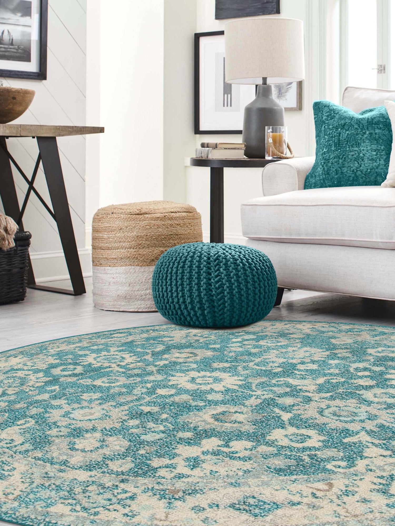 Turquoise 3' 1 x 3' 1 Penrose Round Area Rug