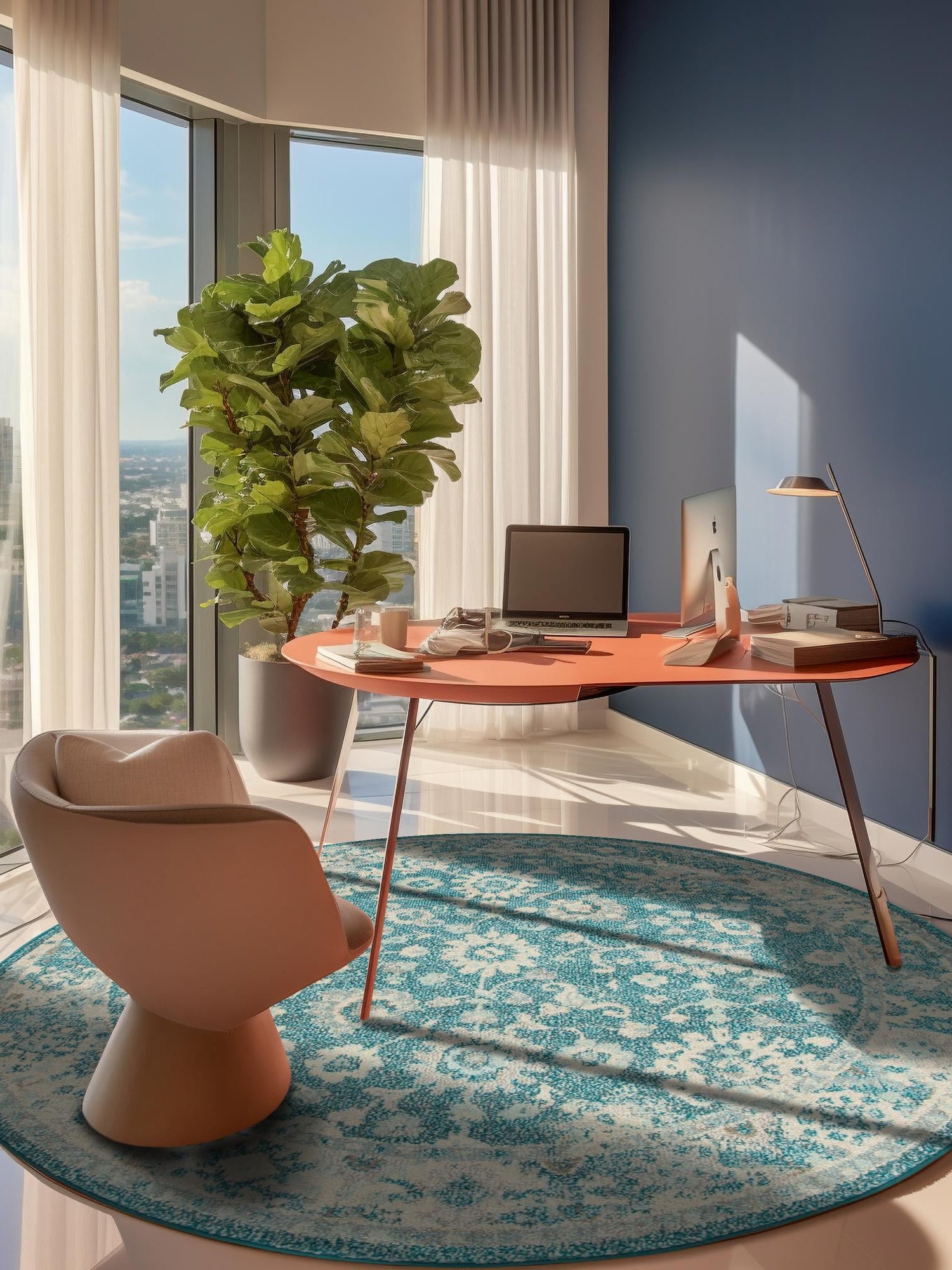 Turquoise 3' 1 x 3' 1 Penrose Round Area Rug