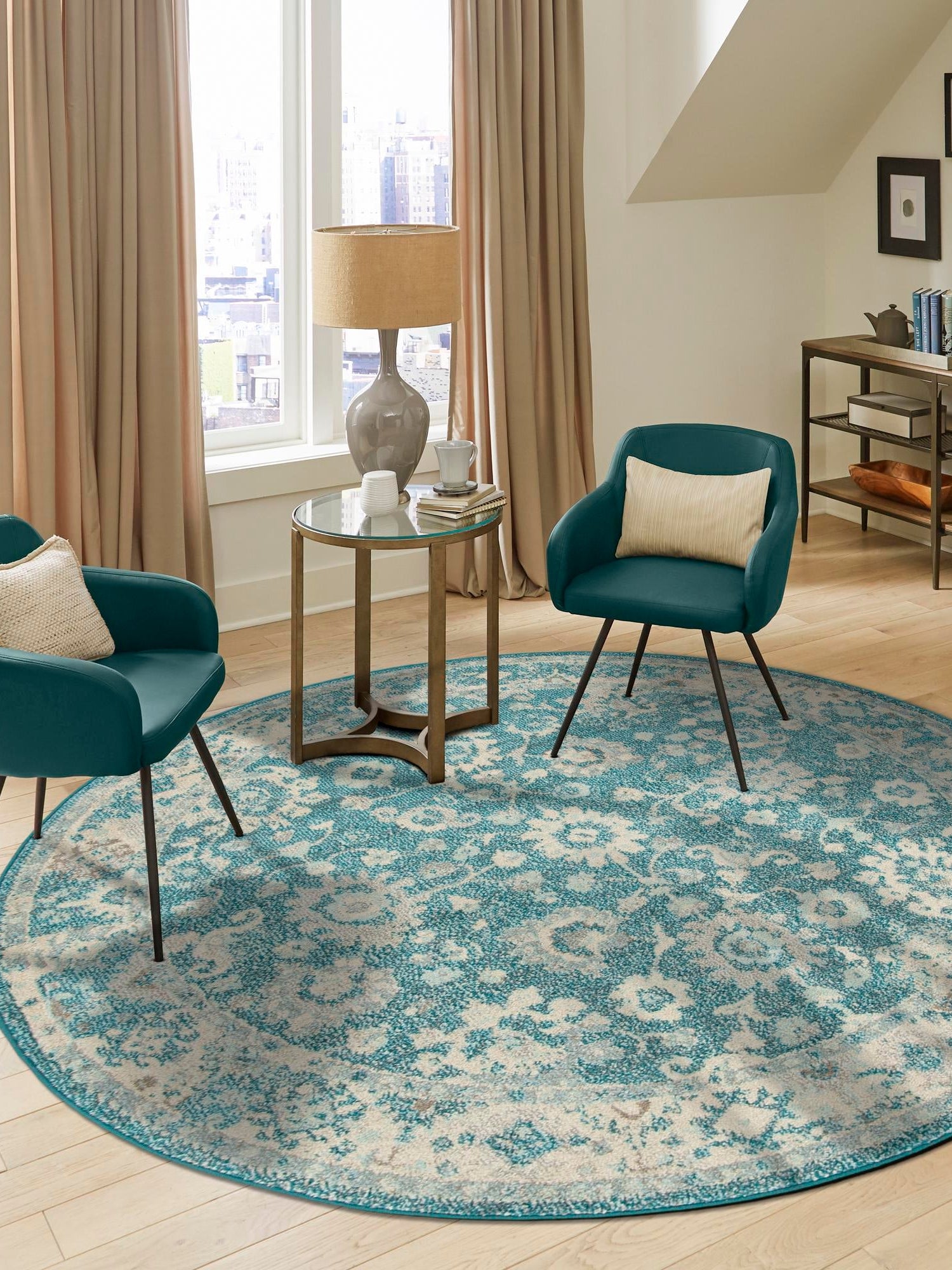 Turquoise 3' 1 x 3' 1 Penrose Round Area Rug