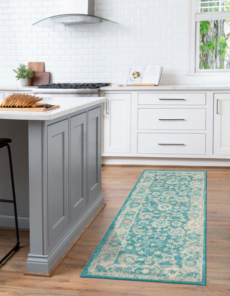Turquoise 2' x 6' 1 Penrose Runner Area Rug Classic Durable Stain Resistant Easy Clean Carpet for Traditional Indoor Home Decor for Sale at Rug Engine