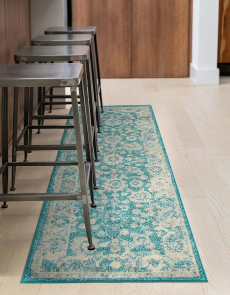 Turquoise 2' x 6' 1 Penrose Runner Area Rug Classic Durable Stain Resistant Easy Clean Carpet for Traditional Indoor Home Decor for Sale at Rug Engine