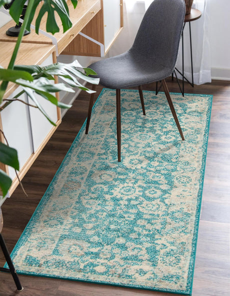 Turquoise 2' x 6' 1 Penrose Runner Area Rug Classic Durable Stain Resistant Easy Clean Carpet for Traditional Indoor Home Decor for Sale at Rug Engine