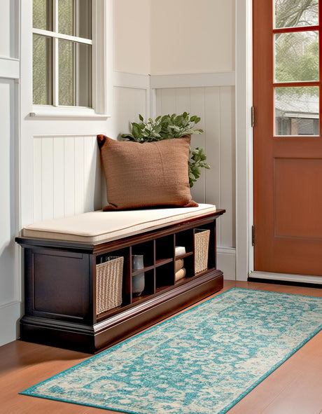 Turquoise 2' x 6' 1 Penrose Runner Area Rug Classic Durable Stain Resistant Easy Clean Carpet for Traditional Indoor Home Decor for Sale at Rug Engine