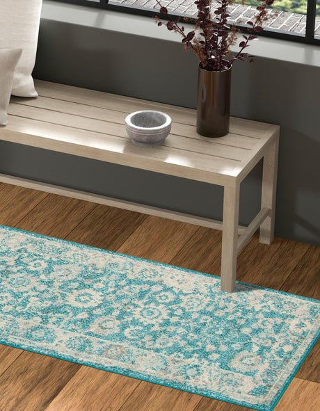 Turquoise 2' x 6' 1 Penrose Runner Area Rug Classic Durable Stain Resistant Easy Clean Carpet for Traditional Indoor Home Decor for Sale at Rug Engine