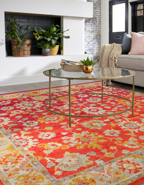 Rust Red 8' x 8' Penrose Square Area Rug Classic Durable Stain Resistant Easy Clean Carpet for Traditional Indoor Home Decor for Sale at Rug Engine