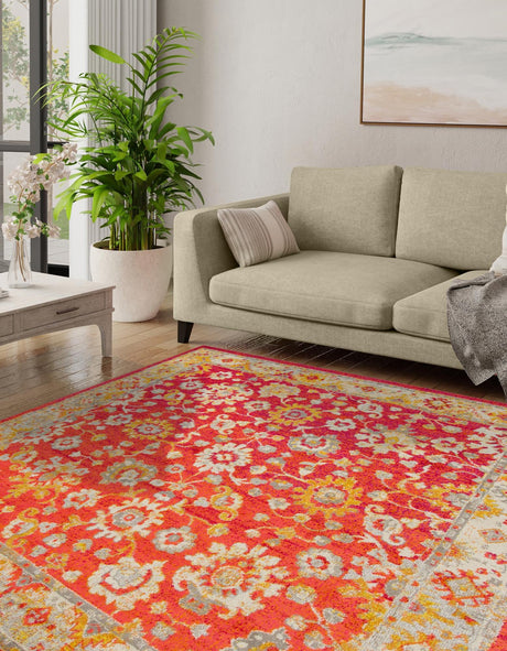 Rust Red 8' x 8' Penrose Square Area Rug Classic Durable Stain Resistant Easy Clean Carpet for Traditional Indoor Home Decor for Sale at Rug Engine
