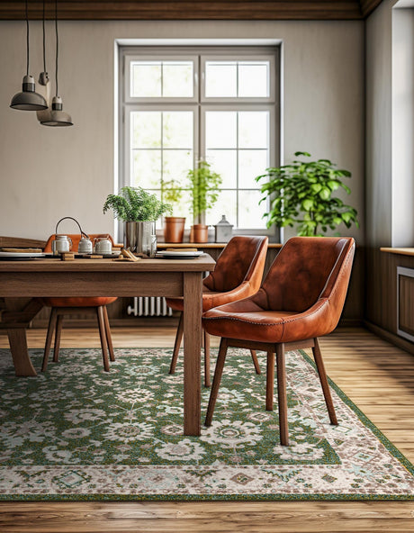 Green 7' 10 x 7' 10 Penrose Square Area Rug Classic Durable Stain Resistant Easy Clean Carpet for Traditional Indoor Home Decor for Sale at Rug Engine