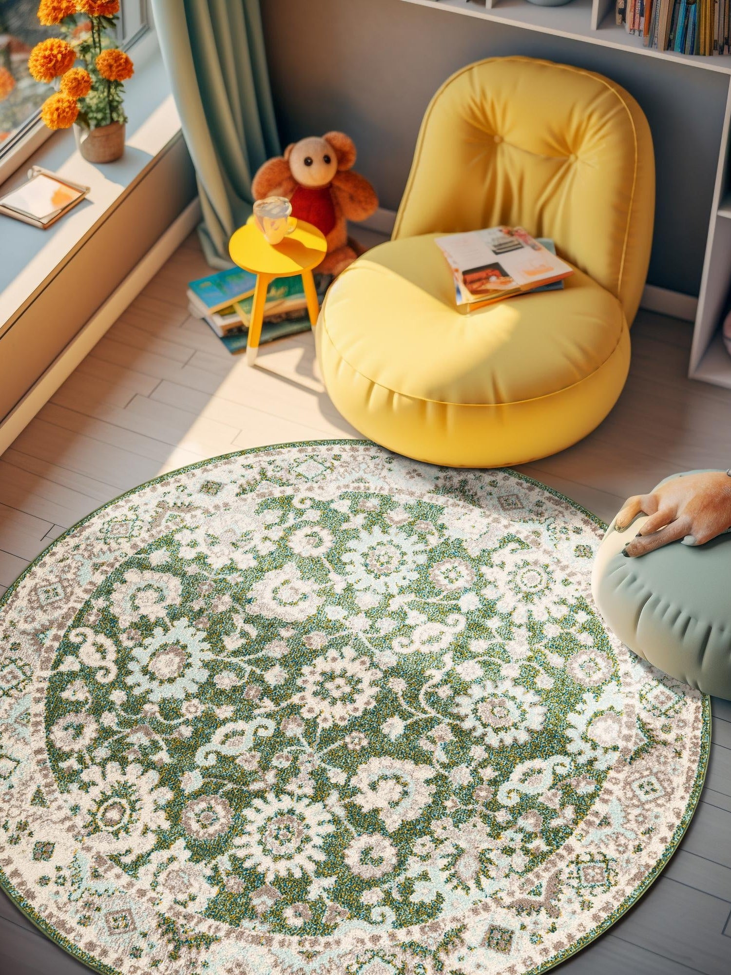 Green 3' 1 x 3' 1 Penrose Round Area Rug
