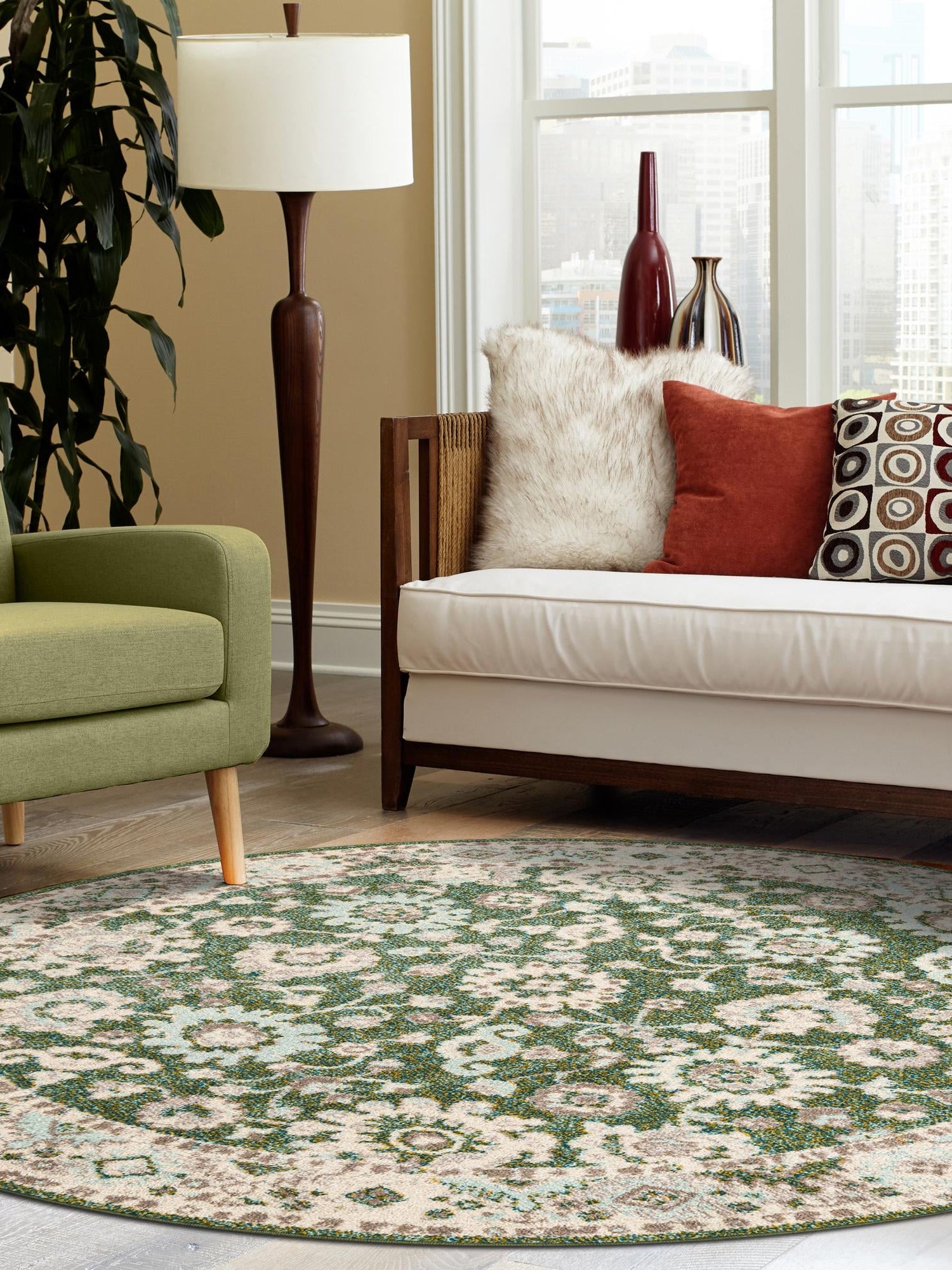 Green 3' 1 x 3' 1 Penrose Round Area Rug