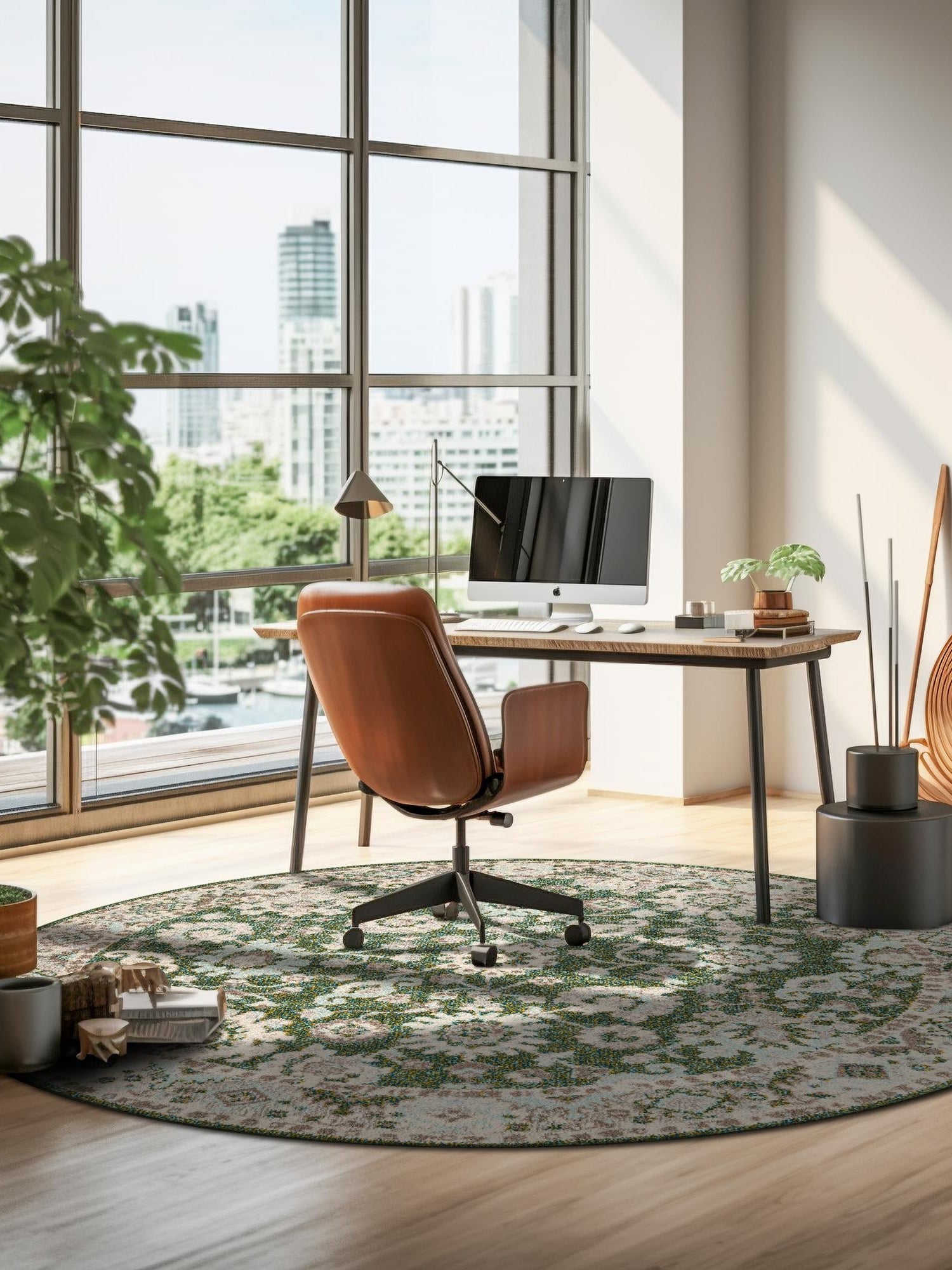 Green 3' 1 x 3' 1 Penrose Round Area Rug