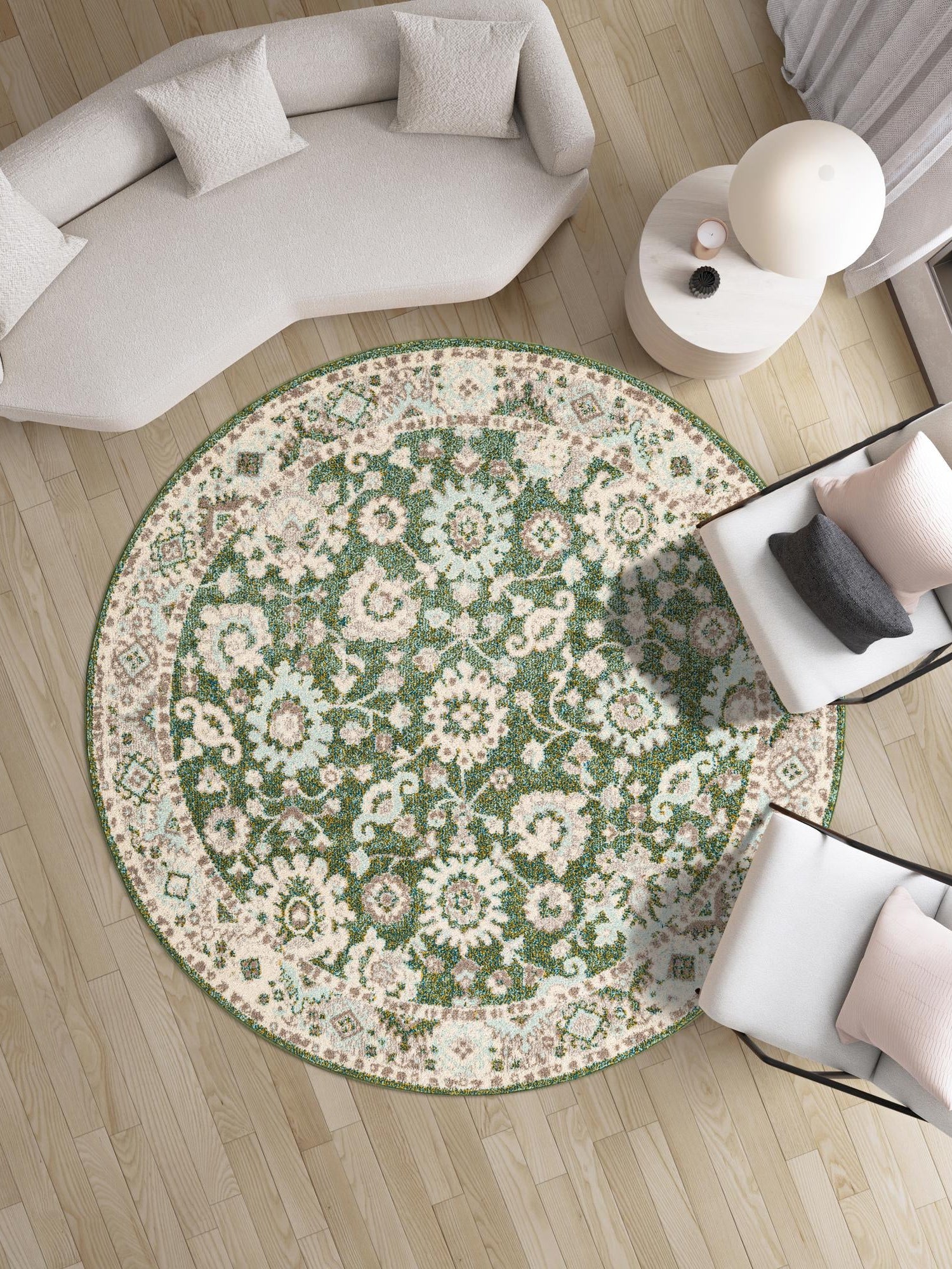 Green 3' 1 x 3' 1 Penrose Round Area Rug