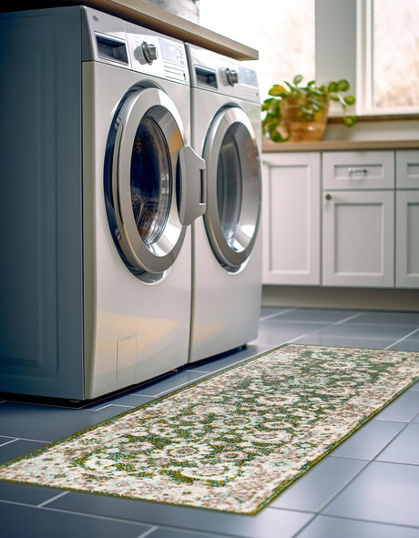 Green 2' x 6' 1 Penrose Runner Area Rug Classic Durable Stain Resistant Easy Clean Carpet for Traditional Indoor Home Decor for Sale at Rug Engine