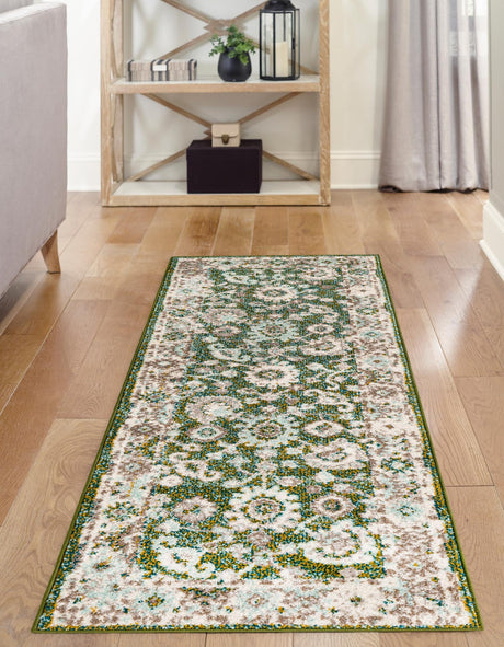 Green 2' x 6' 1 Penrose Runner Area Rug Classic Durable Stain Resistant Easy Clean Carpet for Traditional Indoor Home Decor for Sale at Rug Engine
