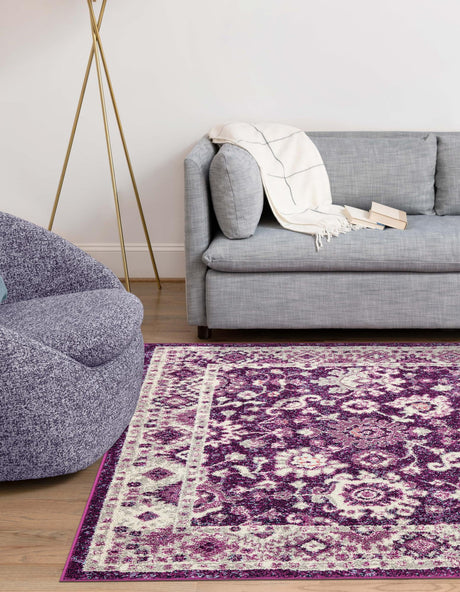 Purple 7' 10 x 10' Penrose Rectangle Area Rug Classic Durable Stain Resistant Easy Clean Carpet for Traditional Indoor Home Decor for Sale at Rug Engine