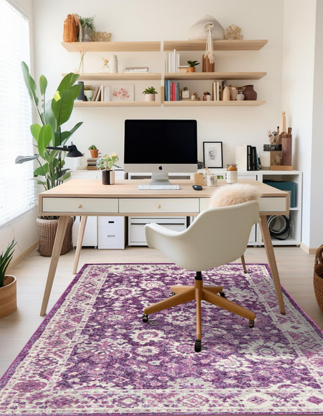 Purple 7' 10 x 10' Penrose Rectangle Area Rug Classic Durable Stain Resistant Easy Clean Carpet for Traditional Indoor Home Decor for Sale at Rug Engine