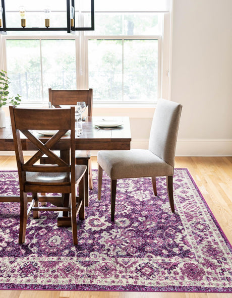 Purple 7' 10 x 10' Penrose Rectangle Area Rug Classic Durable Stain Resistant Easy Clean Carpet for Traditional Indoor Home Decor for Sale at Rug Engine