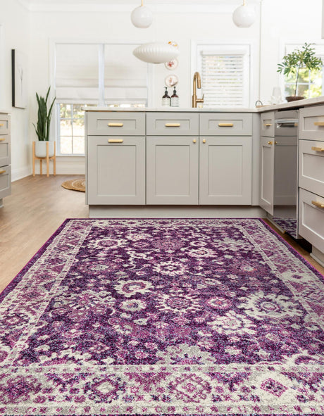 Purple 7' 10 x 10' Penrose Rectangle Area Rug Classic Durable Stain Resistant Easy Clean Carpet for Traditional Indoor Home Decor for Sale at Rug Engine