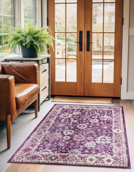 Purple 7' 10 x 10' Penrose Rectangle Area Rug Classic Durable Stain Resistant Easy Clean Carpet for Traditional Indoor Home Decor for Sale at Rug Engine
