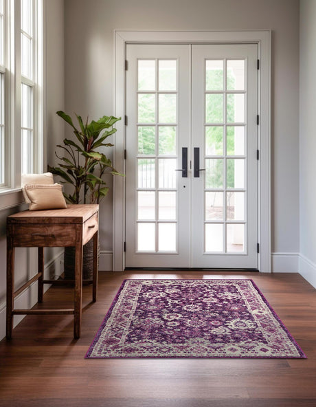 Purple 7' 10 x 10' Penrose Rectangle Area Rug Classic Durable Stain Resistant Easy Clean Carpet for Traditional Indoor Home Decor for Sale at Rug Engine
