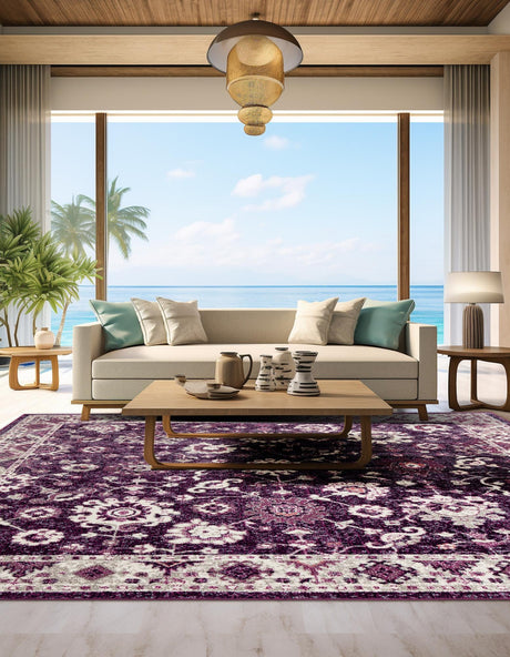 Purple 7' 10 x 7' 10 Penrose Square Area Rug Classic Durable Stain Resistant Easy Clean Carpet for Traditional Indoor Home Decor for Sale at Rug Engine