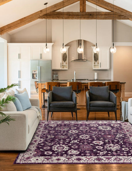 Purple 7' 10 x 7' 10 Penrose Square Area Rug Classic Durable Stain Resistant Easy Clean Carpet for Traditional Indoor Home Decor for Sale at Rug Engine