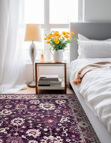 Purple 7' 10 x 7' 10 Penrose Square Area Rug Classic Durable Stain Resistant Easy Clean Carpet for Traditional Indoor Home Decor for Sale at Rug Engine