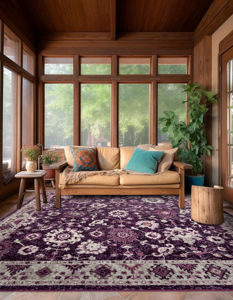 Purple 7' 10 x 7' 10 Penrose Square Area Rug Classic Durable Stain Resistant Easy Clean Carpet for Traditional Indoor Home Decor for Sale at Rug Engine