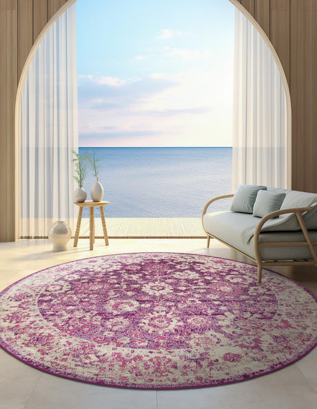Purple 3' 1 x 3' 1 Penrose Round Area Rug Classic Durable Stain Resistant Easy Clean Carpet for Traditional Indoor Home Decor for Sale at Rug Engine