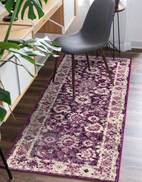 Purple 2' x 6' 1 Penrose Runner Area Rug Classic Durable Stain Resistant Easy Clean Carpet for Traditional Indoor Home Decor for Sale at Rug Engine