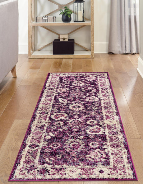 Purple 2' x 6' 1 Penrose Runner Area Rug Classic Durable Stain Resistant Easy Clean Carpet for Traditional Indoor Home Decor for Sale at Rug Engine